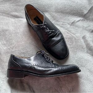 MARIO CALUGI Men’s Dress Shoes 10M Black Made in Italy Leather Dressy Oxfords